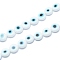 Handmade Evil Eye Lampwork Flat Round Bead Strands, White, 12x5mm, Hole: 1mm, about 33pcs/strand, 14.76 inch