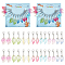 Leaf Pendant Stitch Markers, Transparent Glass with Glitter Powder Crochet Lobster Clasp Charms, Locking Stitch Marker with Wine Glass Charm Ring, Mixed Color, 3.7~4.2cm, 7 style, 2pcs/style, 14pcs/set, 2 sets/box