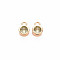 Brass Charms, with Rhinestone, Nickel Free, Real 18K Gold Plated, Flat Round, Chrysolite, 8x5x3mm, Hole: 1.4mm