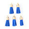 Faux Suede Tassel Pendant Decorations, with CCB Plastic Cord Ends, Light Gold, 33~35x10mm, Hole: 2.5mm