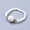 Natural Howlite Stretch Rings, with Glass Seed Beads, Size 8, 18mm