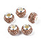 Handmade Polymer Clay Rhinestone European Beads, with Silver Tone CCB Plastic Double Cores, Large Hole Beads, Rondelle, Jet Brown Flare, 12.5~13x10mm, Hole: 4.5mm