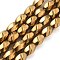 Electroplated Synthetic Non-magnetic Hematite Beads Strands, Long-Lasting Plated, Twist, Golden Plated, 8x5.5mm, Hole: 1mm, about 49pcs/strand, 16.06''(40.8cm)