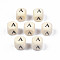 Printed Natural Wood Beads, Horizontal Hole, Cube with Initial Letter, PapayaWhip, Letter.A, 10x10x10mm, Hole: 3.5mm