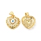 Brass Micro Pave Clear Cubic Zirconia Pendants, with Enamel, Heart with Evil Eye Charms, Real 16K Gold Plated, 17x16x5mm, Hole: 4.5x3.5mm