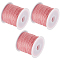 Beebeecraft 3 Rolls Flat Elastic Crystal String, Elastic Beading Thread, for Stretch Bracelet Making, Pink, 0.8mm, about 54.68 Yards(50m)/roll