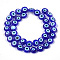 Handmade Evil Eye Lampwork Beads Strands, Flat Round, Blue, 9.5x3.5mm, Hole: 1.2mm, about 38pcs/strand, 14.1 inch~14.5 inch