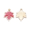 Zinc Alloy Enamel Pendants, Light Gold, Maple Leaf, Red, 24x19x2mm, Hole: 1.6mm