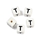 Porcelain Beads, Square with Letter, Letter T, 8.5x8.5x8.5mm, Hole: 1.6mm