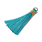 Polyester Tassel Pendants, Medium Turquoise, 80~83x7~8mm, Hole: 5~7mm