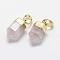 Natural Rose Quartz Pointed Charms, with Brass Findings, Long-Lasting Plated, Bullet, Golden, 15x6~6.5mm, Hole: 3.5x6mm