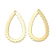 Brass Filigree Pendants, Cadmium Free & Lead Free, Teardrop Charm, Real 24K Gold Plated, 23x14x0.5mm, Hole: 1.2mm