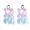 Resin Pendants, with Platinum Plated Iron Findings, Bear, Imitation Jelly, Colorful, 20.5x10.5x6.5mm, Hole: 2mm