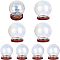 SUPERFINDINGS 8 Sets 2 Style Glass Dome Cover, Decorative Display Case, Cloche Bell Jar Terrarium with Wood Base, Clear, 3.05~4x3.5~4.4cm, 4 sets/style