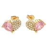 Brass Pave Cubic Zirconia Stud Earrings EJEW-M088-03G-02-1