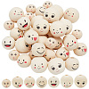 PandaHall Elite 38Pcs 7 Styles Round Printed Wood Beads WOOD-PH0002-62-1