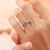 Rectangle Horse Eye Triangle Brass Micro Pave Clear & Blue Cubic Zirconia Finger Rings for Women FS-WG723F9-04-4