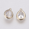 Brass Micro Pave Clear Cubic Zirconia Charms ZIRC-F081-10G-2