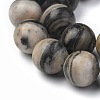 Natural Black Silk Stone/Netstone Round Beads Strands G-N0148-03-12mm-2