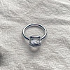Square 304 Stainless Steel with Glass Finger Rings FS-WG8AAFA-16-1
