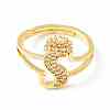 Clear Cubic Zirconia Initial Letter with Crown Adjustable Ring RJEW-M139-17S-2