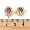 Brass Pave Cubic Zirconia Connector Charms KK-B096-05G-04-3