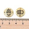 Brass Micro Pave Black Cubic Zirconia Disc with Hamsa Hand Connector Charms KK-P300-24G-02-3