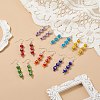 7 Pairs 7 Color Lampwork Evil Eye & Glass Beaded Dangle Earrings EJEW-JE05086-2