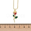 Brass FireBrick Enamel Rose Pendant Necklaces for Women NJEW-U042-01A-G-3
