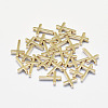 Long-Lasting Plated Brass Tiny Cross Charms KK-K193-010G-NF-1