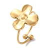 Ion Plating(IP) 304 Stainless Steel Flower Open Cuff Rings for Women RJEW-M167-09B-G-1