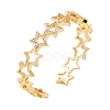 Brass Micro Pave Clear Cubic Zirconia Open Cuff Bangles for Women BJEW-S147-10G-A-1