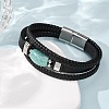 Natural Amazonite & Braided Microfiber Leather Multi-strand Bracelets for Women Men GG-CBAEA55-01A-3