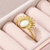 Flower 304 Stainless Steel Enamel Open Cuff Rings for Women RJEW-G338-15G-01-3