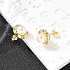 Round Brass Micro Pave Clear Cubic Zirconia Stud Earrings EJEW-C154-09G-3