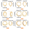 PandaHall Elite 10Pcs 2 Style Brass Huggie Hoop Earring with 2Pcs Ring Stud Earring Findings KK-PH0002-84-4