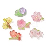 Floral Printed Transparent Resin & Glitter Powder Cabochons RE-CBA332C-03-1