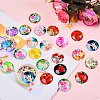 Flower Printed Glass Cabochons GGLA-SZ0001-15-2