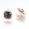 Brass Micro Pave Cubic Zirconia Stud Earring Findings X-ZIRC-G116-29-B01-2