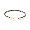 Steel Wire Ring & Copper Buckle & Plastic Pearl Bangles BJEW-S177-01-5