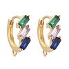 Brass Micro Pave Colorful Cubic Zirconia Huggie Hoop Earring Findings ZIRC-L098-037G-1