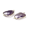 Natural Amethyst Faceted Connector Charms G-F763-02G-04-2