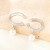 Round Brass Micro Pave Clear Cubic Zirconia Cuff Earrings EJEW-Z164-02P-3