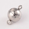 Tarnish Resistant Round 304 Stainless Steel Magnetic Clasps with Loops STAS-N014-01-8mm-1