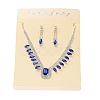 Alloy Rhinestone Rectangle Pendant Necklaces & Horse Eye Stud Earring Sets for Women SJEW-U001-01P-04-2