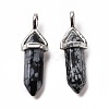 Natural Snowflake Obsidian Pointed Pendants G-K329-65P-2
