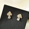 Brass Micro Pave Clear Cubic Zirconia Stud Earrings EJEW-R016-26G-13-2