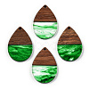Transparent Resin & Walnut Wood Pendants RESI-N039-25D-1