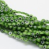 Handmade Evil Eye Lampwork Flat Round Bead Strands LAMP-L058-6mm-02-1