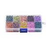 Mixed Baking Paint Crackle Glass & Glass Pearl Bead Sets HY-X0009-4mm-12-2